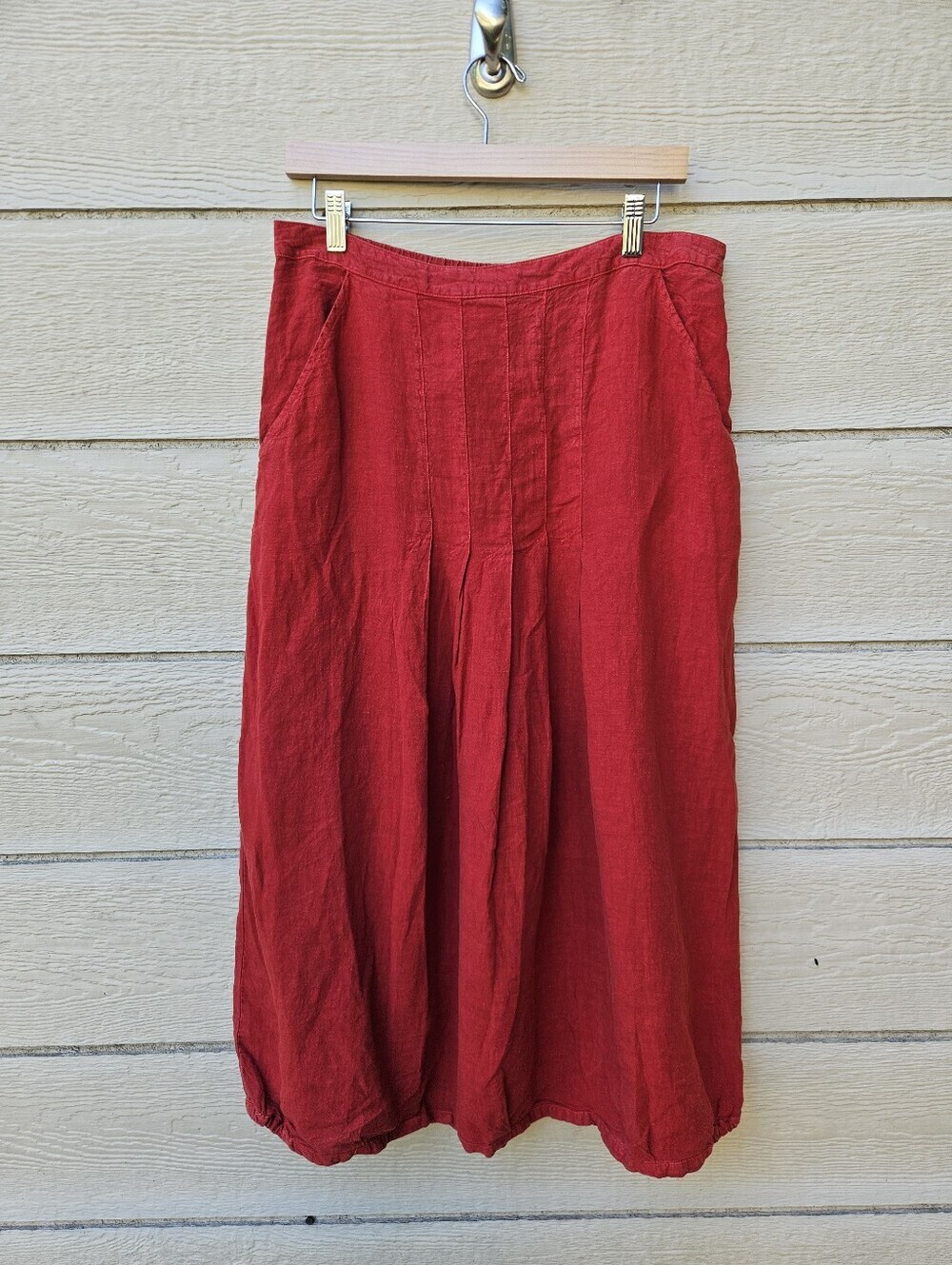NWT Elemente Clemente brick red linen Rae midi skirt see measurements
